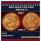 1905 Indian Cent Near Top Pop! 1c ms66 rd SEGS