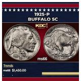 1925-p Buffalo Nickel 5c ms66 SEGS