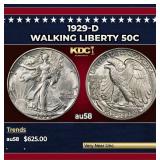 1929-d Walking Liberty Half Dollar 50c Grades au58