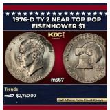 1976-d Ty 2 Eisenhower Dollar Near Top Pop $1 ms67