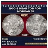 1900-s Morgan Dollar Near Top Pop $1 ms66+ SEGS