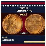 1920-p Lincoln Cent 1c Grades ms66 rd