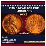 1938-s Lincoln Cent Near Top Pop 1c ms67+ rd SEGS