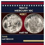 1941-d Mercury Dime 10c ms67 fsb SEGS