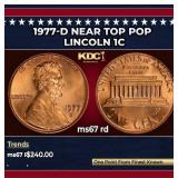1977-d Lincoln Cent Near Top Pop 1c ms67 rd SEGS