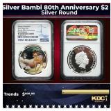 NGC 2022 Disney Silver Bambi 80th Anniversary $2 N