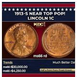 1913-s Lincoln Cent Near Top Pop! 1c ms66 rd SEGS