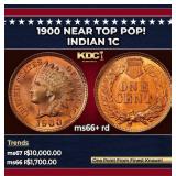 1900 Indian Cent Near Top Pop! 1c ms66+ rd SEGS