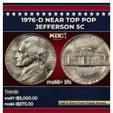 1976-d Jefferson Nickel Near Top Pop 5c ms66+ 5fs