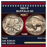 1921-p Buffalo Nickel 5c ms66 SEGS