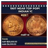 1907 Indian Cent Near Top Pop! 1c ms67 rd SEGS