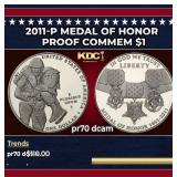 2011-P Medal Of Honor Proof Modern Commem Dollar $