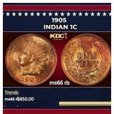 1905 Indian Cent 1c Grades ms66 rb