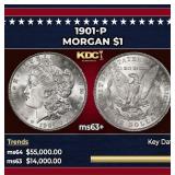 1901-p Morgan Dollar $1 ms63+ USCG
