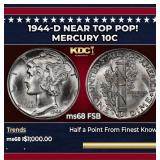 1944-d Mercury Dime Near Top Pop! 10c ms68 FSB SEG