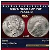 1935-s Peace Dollar Near Top Pop $1 ms66 SEGS