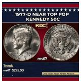 1977-d Kennedy Half Dollar Near Top Pop 50c ms67 S