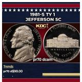 1981-s Ty 1 Proof Jefferson Nickel 5c pr70 dcam SE