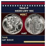 1945-p Mercury Dime 10c ms67 SEGS