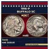 1916-p Buffalo Nickel 5c Grades ms65