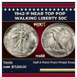 1942-p Walking Liberty Half Dollar Near Top Pop 50