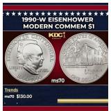 1990-w Eisenhower Modern Commem Dollar $1 ms70 SEG