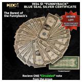 1x 1934 $1 Funnyback Blue Seal Silver Certificate