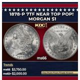 1878-p 7tf Morgan Dollar Near Top Pop! $1 ms66 SEG