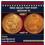 1903 Indian Cent Near Top Pop! 1c ms67 rd SEGS