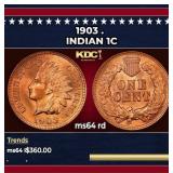 1903 Indian Cent . 1c Grades ms64 rd