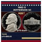1982-s Proof Jefferson Nickel 5c pr70 dcam SEGS