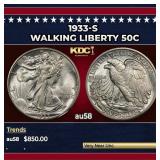 1933-s Walking Liberty Half Dollar 50c Grades au58