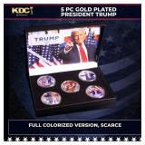 5 Coin Gold Plated President Trump MAGA Colorized