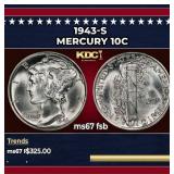 1943-s Mercury Dime 10c ms67 fsb SEGS