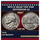 1972-d Jefferson Nickel Near Top Pop 5c ms67 5fs S