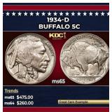 1934-d Buffalo Nickel 5c Grades ms65