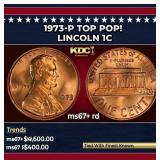 1973-p Lincoln Cent TOP POP! 1c ms67+ rd SEGS