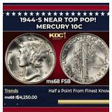 1944-s Mercury Dime Near Top Pop! 10c ms68 FSB SEG