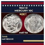 1941-d Mercury Dime 10c ms67 fsb SEGS