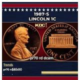 1987-s Proof Lincoln Cent 1c pr70 rd dcam SEGS
