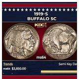 1919-s Buffalo Nickel 5c ms64 SEGS