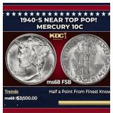 1940-s Mercury Dime Near Top Pop! 10c ms68 FSB SEG