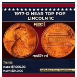 1977-d Lincoln Cent Near Top Pop 1c ms67+ rd SEGS