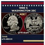 1998-s Proof Washington Quarter 25c pr70 dcam SEGS