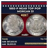 1893-p Morgan Dollar Near Top Pop $1 ms65+ SEGS