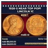 1928-s Lincoln Cent Near Top Pop! 1c ms65 rd SEGS