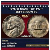 1975-d Jefferson Nickel Near Top Pop 5c ms66+ 5fs