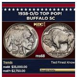 1938-d/d Buffalo Nickel TOP POP! 5c ms68 SEGS