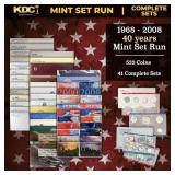 1968-2008 40 Years Mint Set Run - 533 Coins, 41 Co