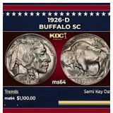 1926-d Buffalo Nickel 5c ms64 SEGS